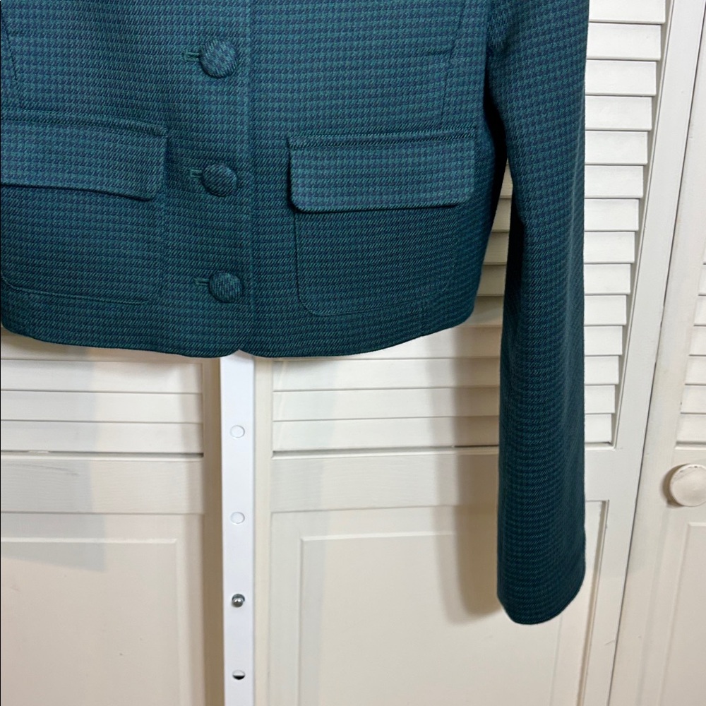 Favorite Daughter Dark Teal Cropped Button Houndstooth Emily Jacket XS - Picture 8 of 16